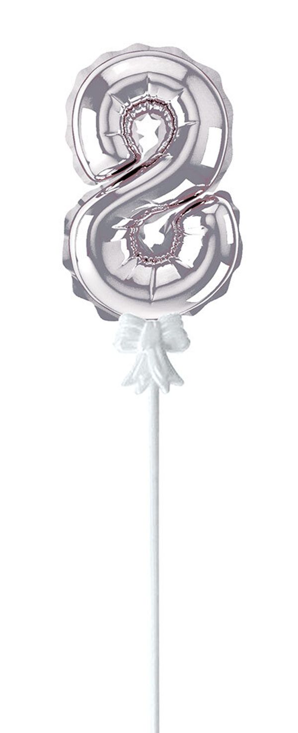 Шар самодув Цифра, 5 шт, 8, серебряная, Boomzee FBZ-04