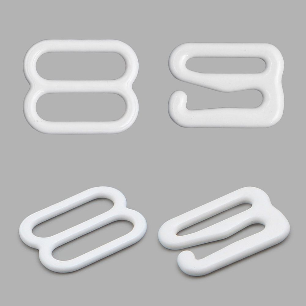 Набор крючки + регуляторы для бюстгальтеров металл 10.0 мм, (12 крюч., 6 регул.), белый