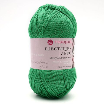 Пряжа Пехорка Блестящее лето / уп.5 мот. по 100 г, 380 м, 480 яркая зелень