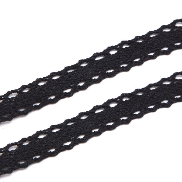 Кружево вязаное (тесьма) хлопковое 15 мм / 9.14 метров, черный