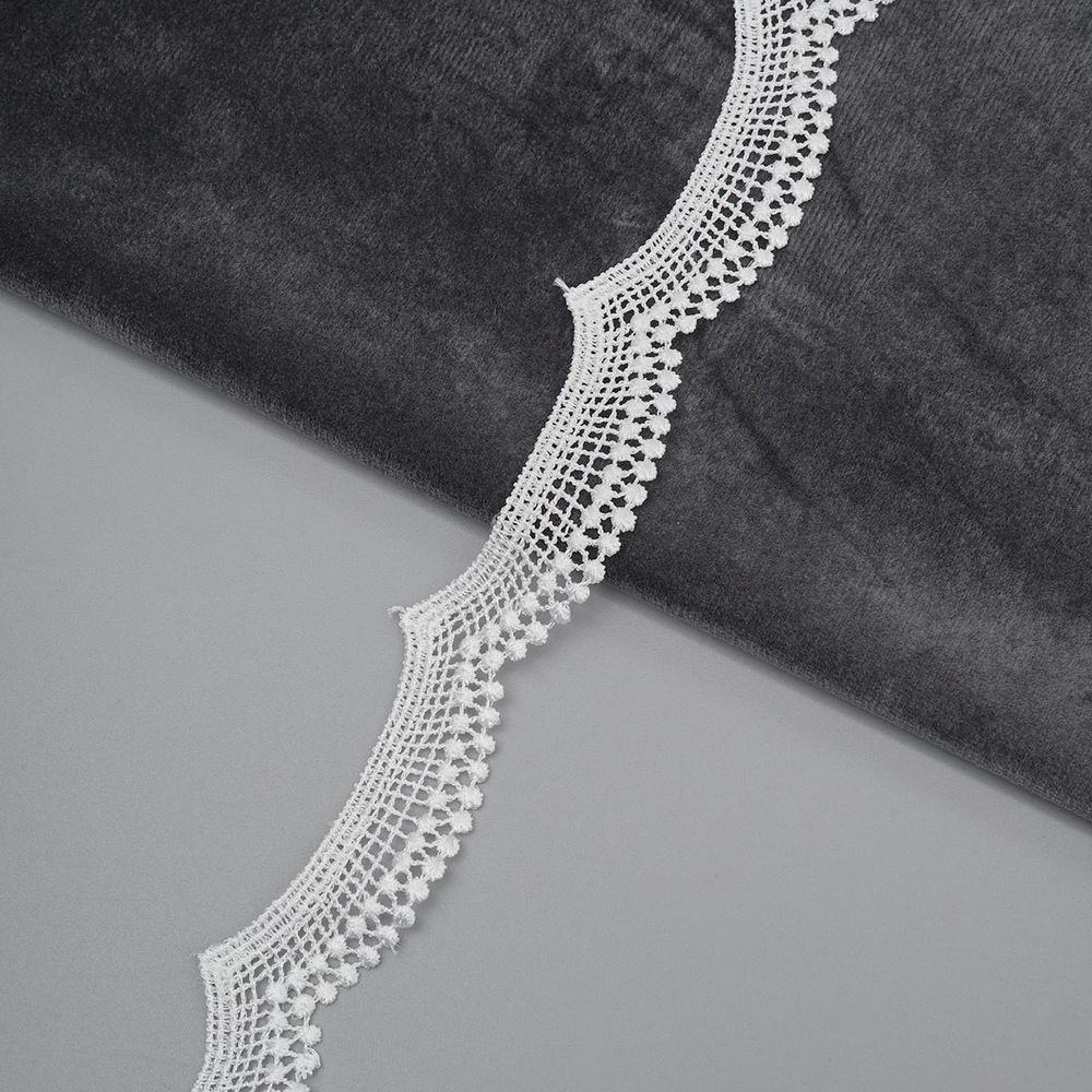 Кружево гипюр (плетёное) 20 мм, / 9.14 метра, белый