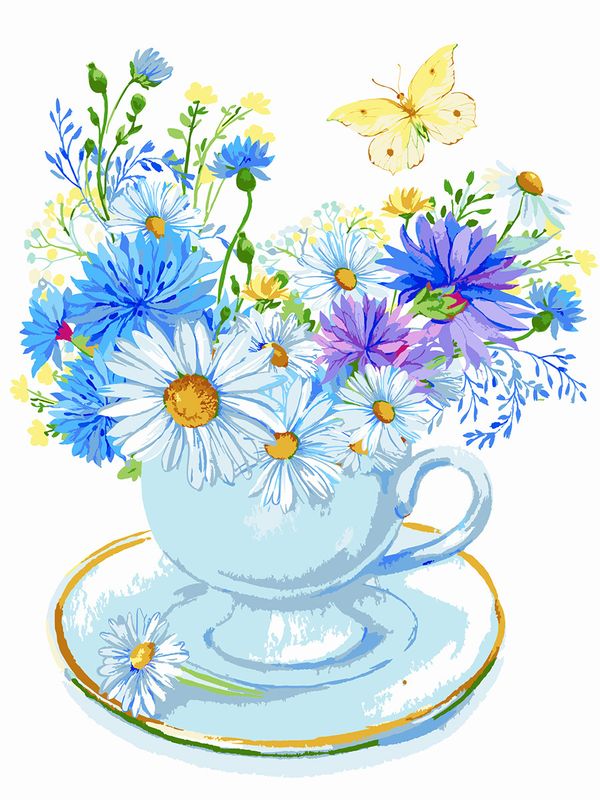 Холст для раскрашивания по номерам PNB/C3 №49, Букет ромашек, 40х30 см