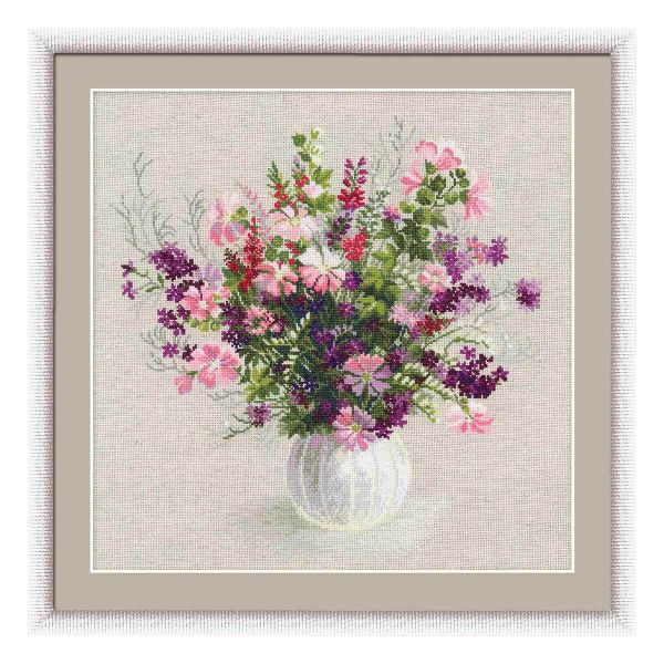 Набор для вышивания нитками Риолис, Летний букет, 48х48 см, 641211