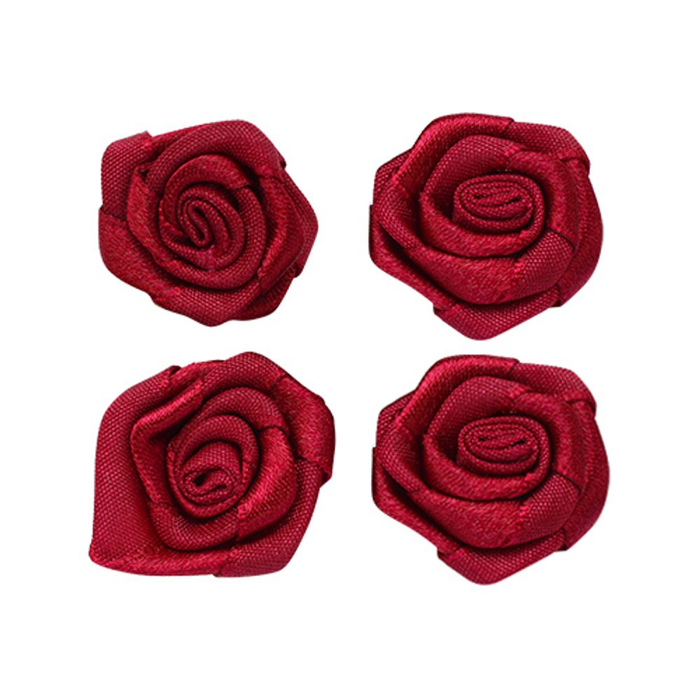 Цветочки пришивные 3 см, 4 шт, 277 бургундский