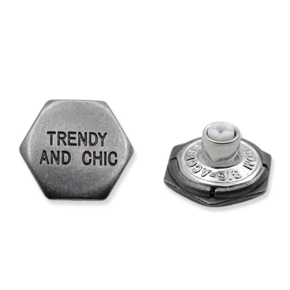 Пуговицы джинсовые ⌀20 мм, фиксированная ножка (БЕЗ ГВОЗДЯ), т.сер, 20 шт