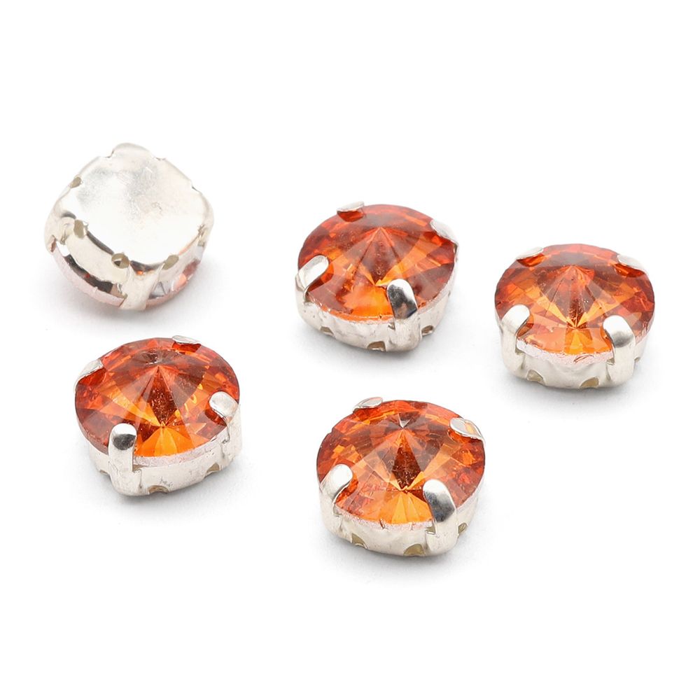 Хрустальные стразы в цапах круглой формы, рыжий 10 мм, 5 шт. Astra&Craft, РЦ006НН10