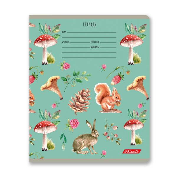 Тетрадь ученическая школьная, выборочный лак, A5+ 24 л. на скобе 65 г/м², белизна 100% 30 шт, клетка, 000715 Живой лес, Светоч 24ТЕТк-003