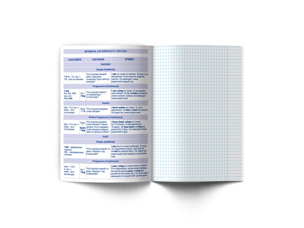 Тетрадь со справочным материалом Знания в действии, A5+ 48 л. на скобе 60 г/м², белизна 90%, 10 шт, клетка, 00828 Английский язык, Светоч 48Т2