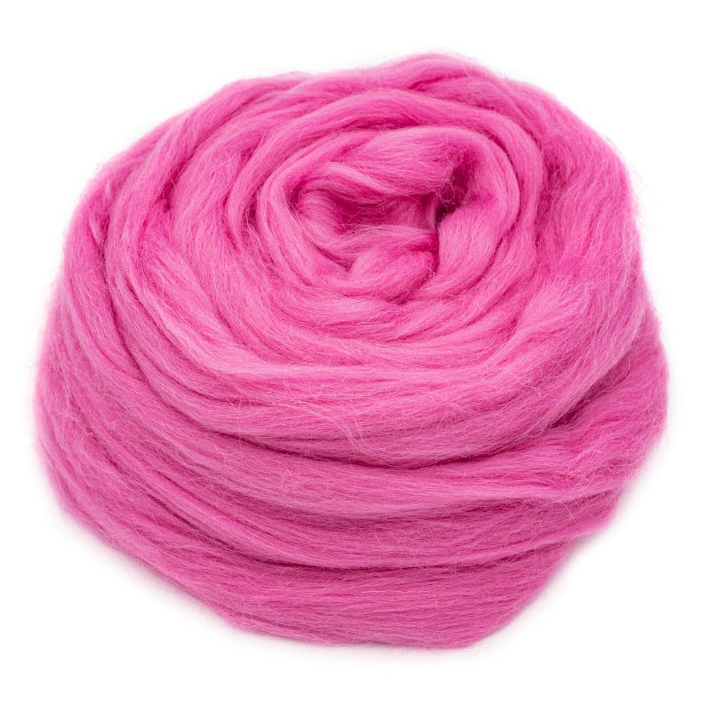 Шерсть для валяния Троицкая п/тонкая 1х100 г (до 29 мкр), 0570 светлая фуксия