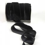 Лента бархатная (тесьма) эластичная 38.0 мм / 20±1 метров, нейлон, черный