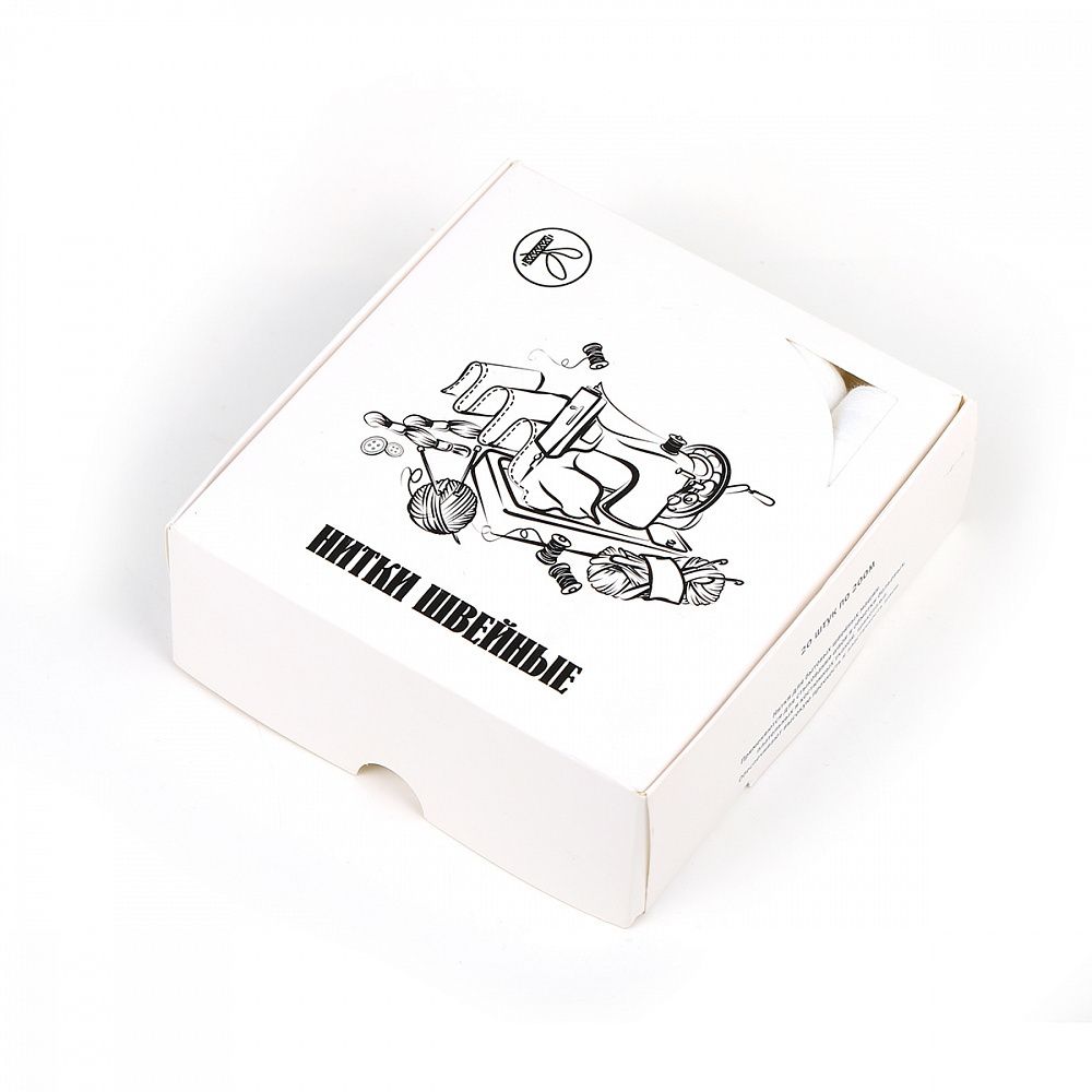 Нитки армированные ПНК им.Кирова 40ЛШ, бытовые, 200 м / 10 кат., 0101 белый