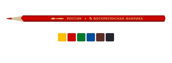 Карандаш акварельный в наборе заточенный 8х6 цв, ВКФ GGZ-WCP-6006