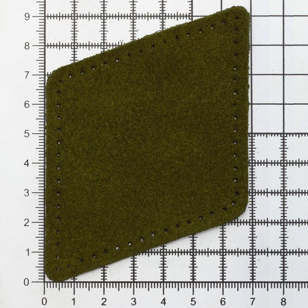 Заплатки пришивные из замши, ромб 8х11,2см с перфорацией, 2 шт, 100% кожа, 33 хаки, 59125