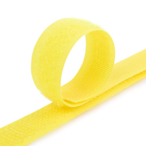 Лента контактная липучка (велкро) пришивная 25 мм / 25 метров, 008 желтый, Gamma LG-25, ПАРА (крючок+петля), качество 