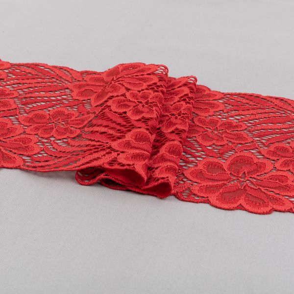 Кружево бельевое эластичное 160 мм / 3±0.2 метра, Турция, красный, Blitz
