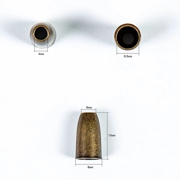 Наконечник для шнура металл колокол ⌀3,5/6,5 мм, 14х8 мм, мет. цв.латунь, 20 шт