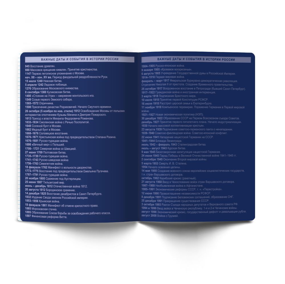 Тетрадь со справочным материалом Золотые главы, тисн.золот.фольгой, A5 48 л. на скобе 65 г/м², белизна 100% 10 шт клетка, 01852 Золотые главы История, Светоч Т286