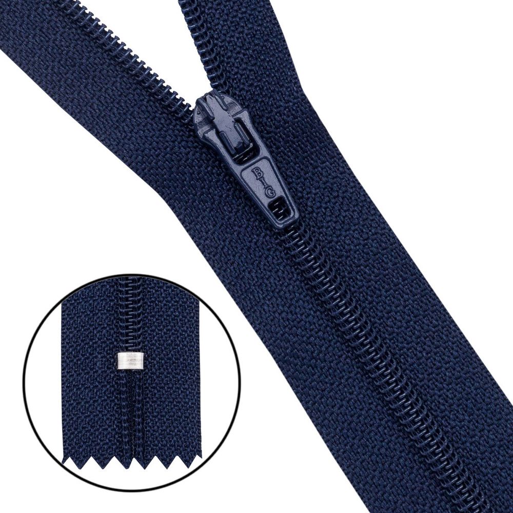 Молния спираль (витая) Т3 (3 мм) 1 зам., н/раз., 20 см, автомат, т.син, 30093, 10 шт