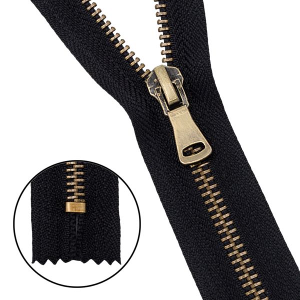 Молния металл Т5 (5 мм) 1 зам., н/раз., 16 см, антик, 580 черный, 10 шт