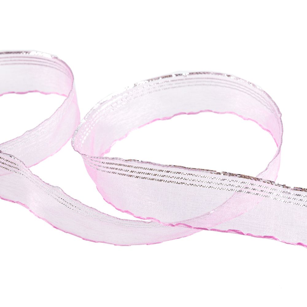 Лента капроновая (органза) 20.0 мм / 25 метров, 058 сиреневый/серебро, Blitz ORT-20