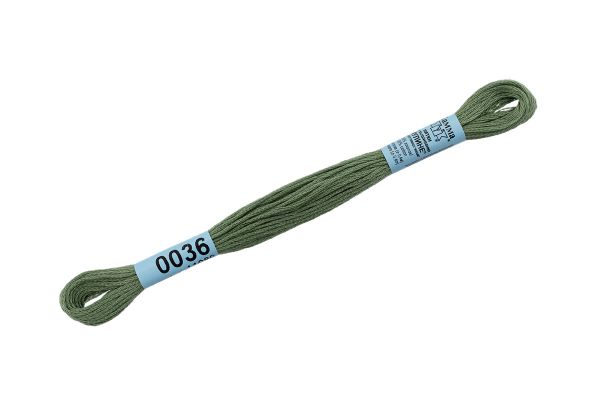 Мулине Gamma 100% хлопок, цв.0036 серо-зеленый, 24 мотка по 8 метров