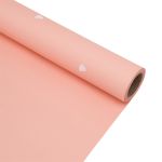 Пленка упаковочная для цветов и подарков Сердечки, 65 мкр, 58см / 10м ± 5% (VH2558 персиковый с белыми сердечками)