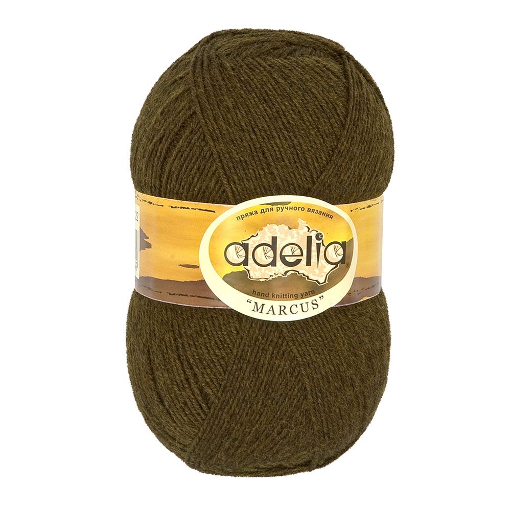 Пряжа Adelia Marcus / уп.5 мот. по 100г, 375м, 22 т.хаки