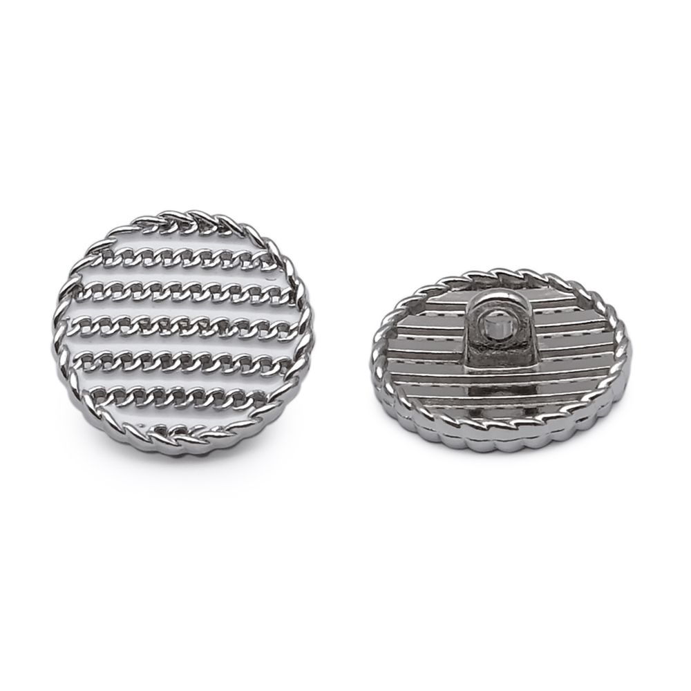 Пуговицы на ножке Твидовая 28L (18мм), металл (White/S (белый/серебро)), ME-651, 36 шт