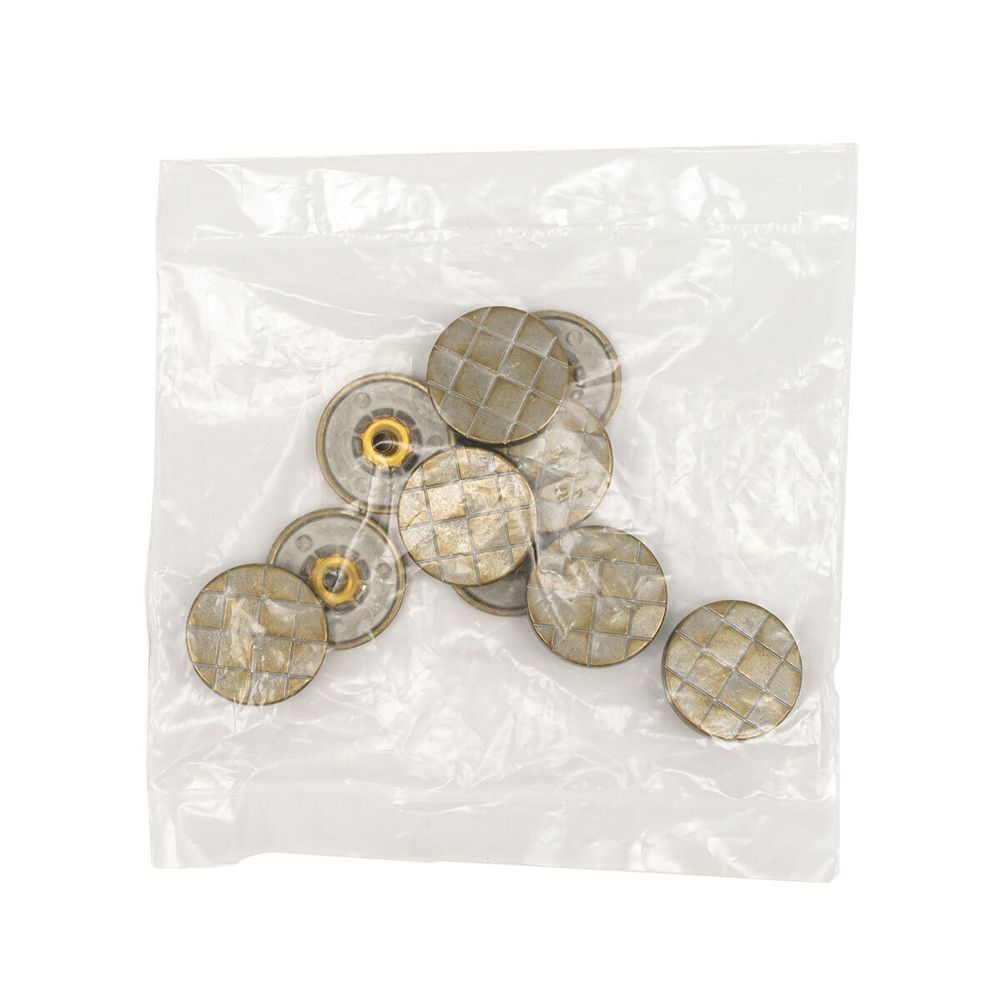 Часть кнопки Альфа (S-образная) ⌀19 мм (A-часть), 5/19, цв.белый зол цв.мет клетка (А) 19 мм, 20 шт