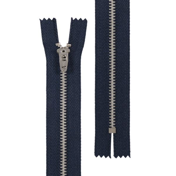 Молния металл джинсовая Т4 (4 мм) 1 зам., н/раз., 20 см, никель, 318 т.синий, JIN 4L Gamma 10 шт