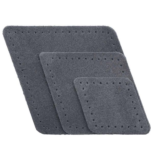 Набор заплаток пришивных из замши, ромб 4х5,6см, 6х8,4см, 8х11,2см, с перфорацией, 3 шт (26 серый), 59405