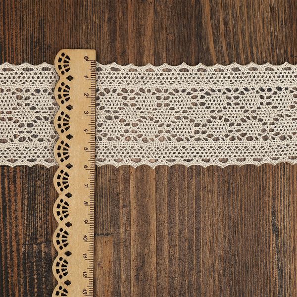 Кружево вязаное (тесьма) 60 мм / 10 метров, 3014 цв.F307 лен, Kruzhevo