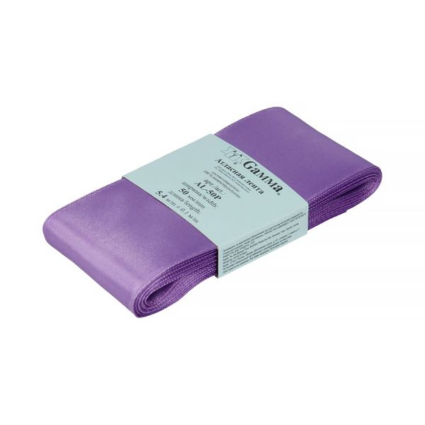 Лента атласная 1-сторонняя 50.0 мм / 5 шт по 5.4 метра, №034 т.сиреневый, Gamma AL-50P