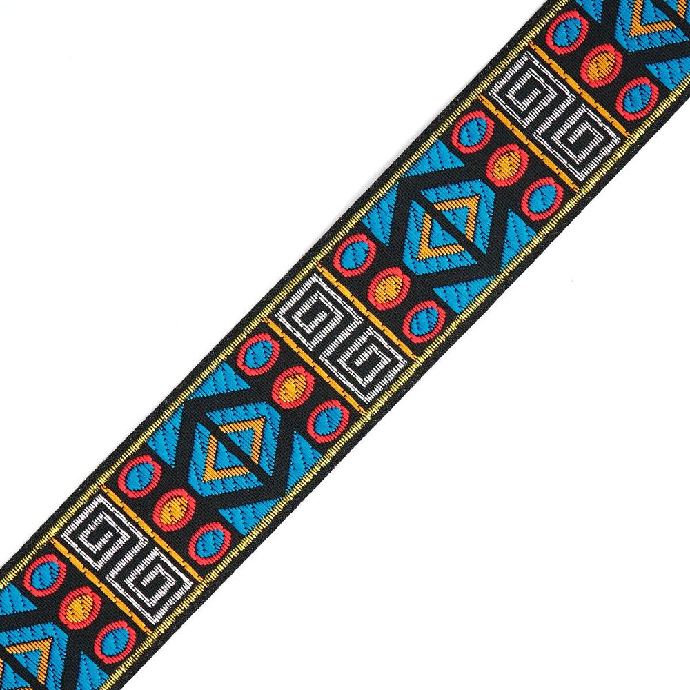 Лента (тесьма) жаккардовая 33.0 мм / 7 метров, бирюзовый, 11831