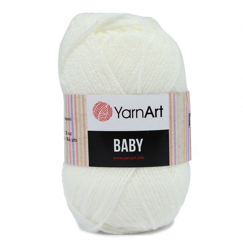 Пряжа YarnArt (ЯрнАрт) Baby / уп.5 мот. по 50 г, 150м, 501 белый