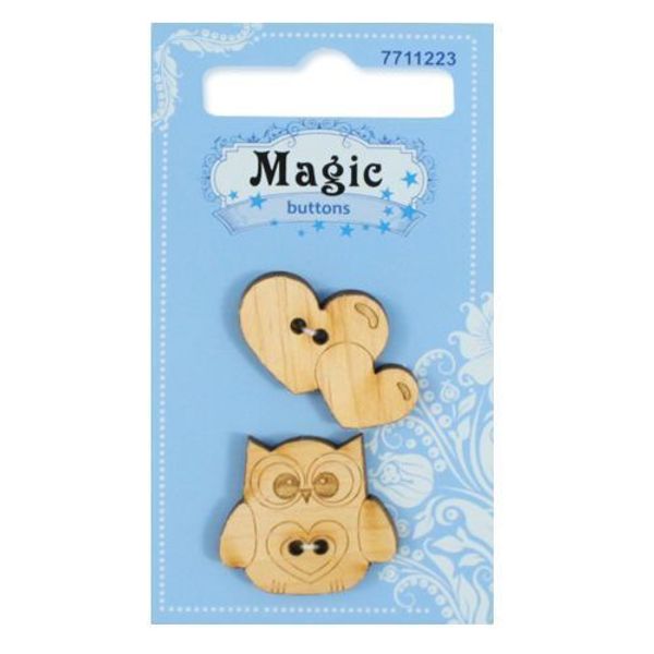 Украшения декоративные пуговицы Совенок, 2 шт, Magic Buttons BBL020-MX-P