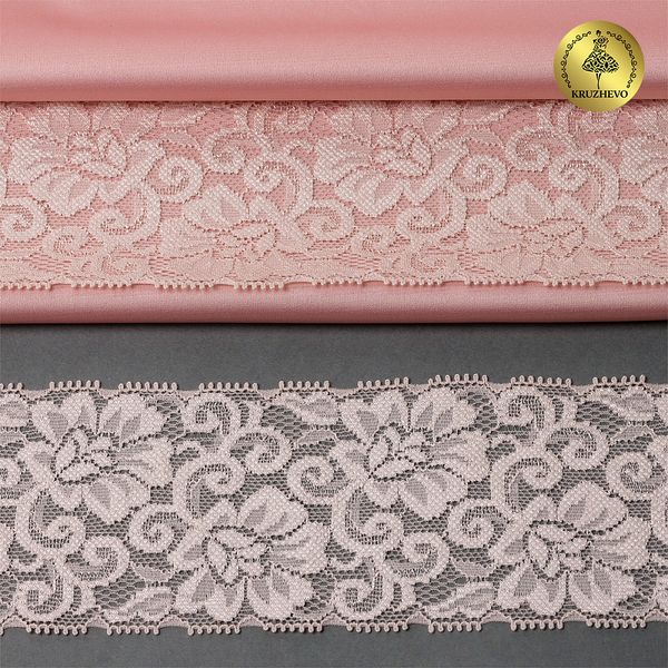 Кружево эластичное (стрейч) 65 мм / 3 метра, TBY.L840, цв.168/S185 серебристый пион