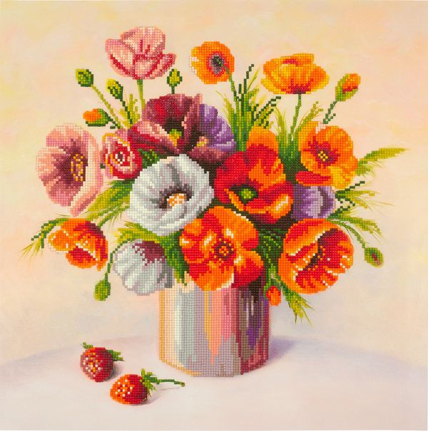 Алмазная (кристальная) мозаика Фрея, Букет маков, 40х40 см