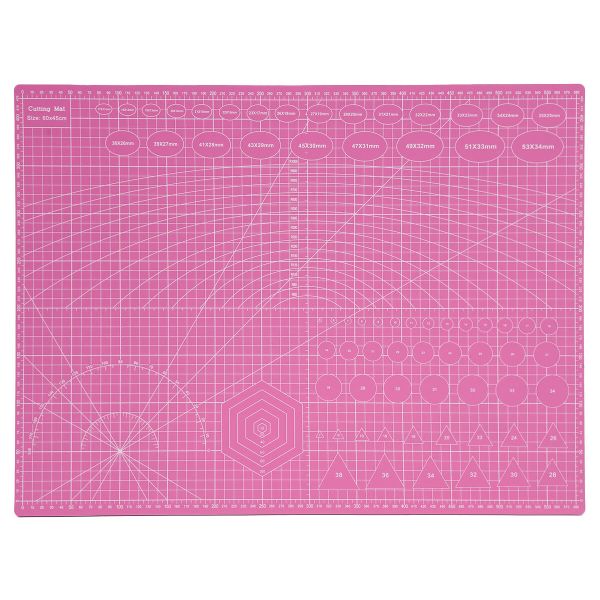 Коврик (мат) для резки раскройный, 3-слойный, 60х45см А2, цв.розовый, MTW007-1