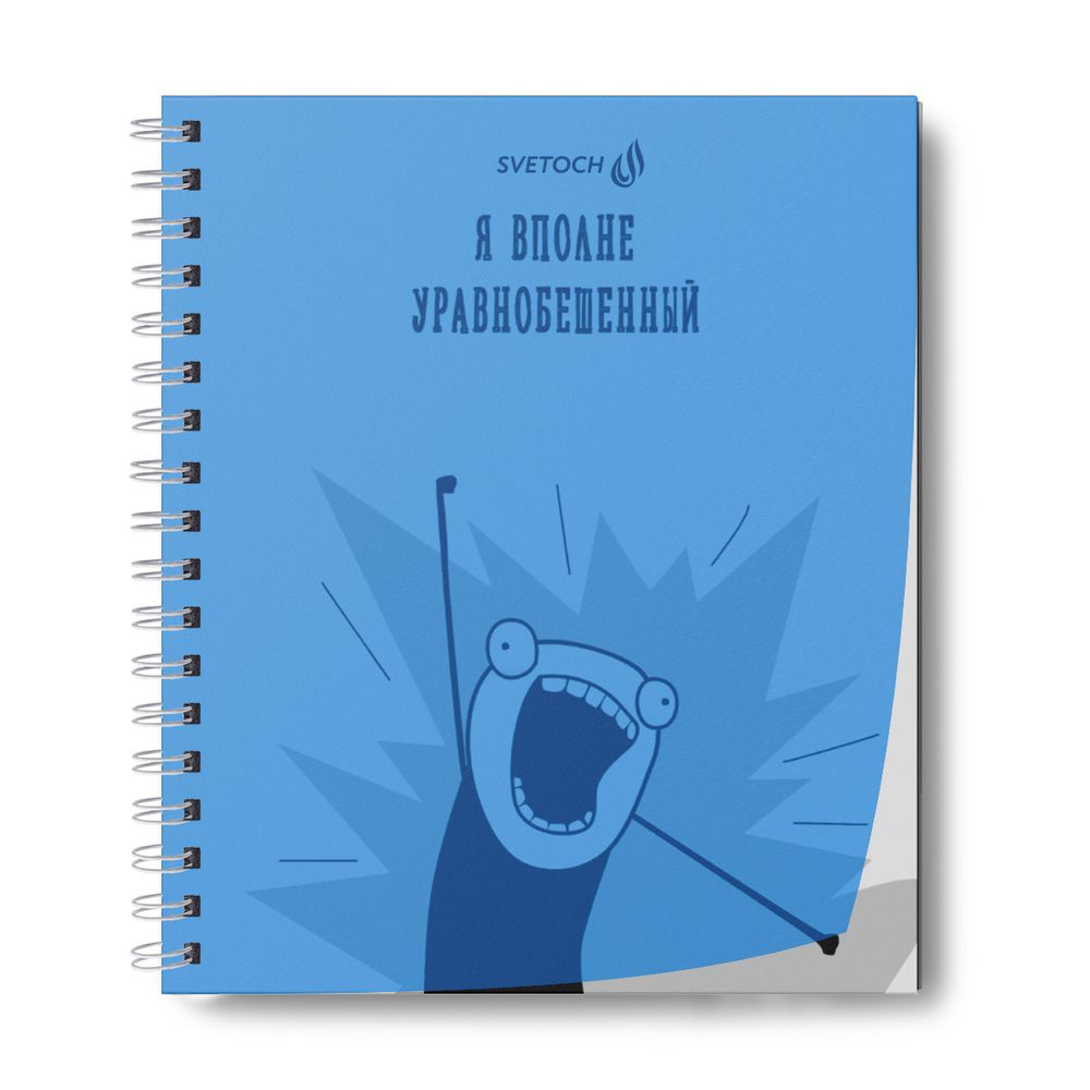 Тетрадь общая с пластик. обложкой, ч/б запечат. титульн. лист, 180 мкр, A5+ 48 л. на гребне 65 г/м², белизна 100%, 4 шт, клетка, 000800 Девиз дня, синяя, Светоч ТЕТ48-002