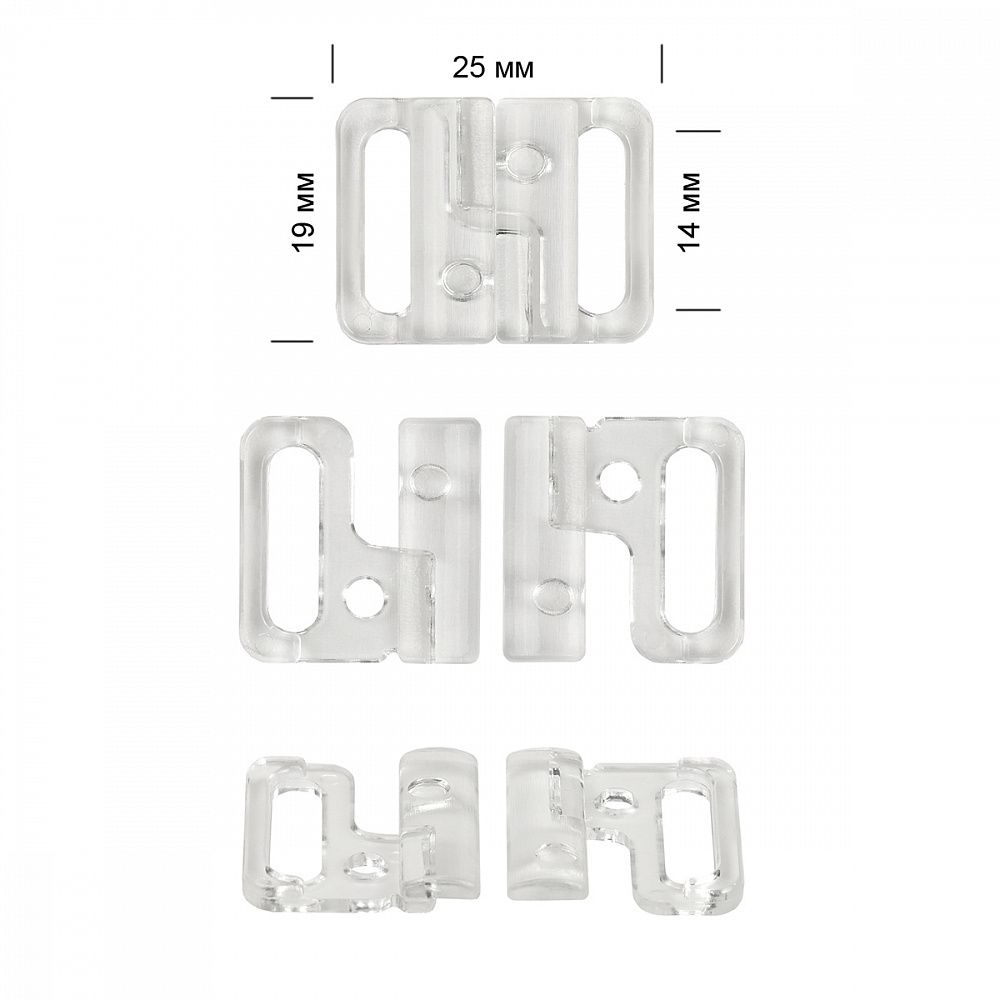 Застежки для купальника (бикини) пластик 15.0 мм, 50 шт, прозрачный, 50шт