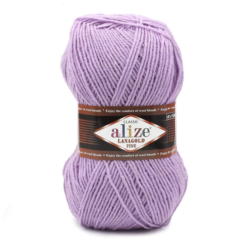 Пряжа Alize (Ализе) Lana Gold Fine / уп.5 мот. по 100 г, 390м, 166 лиловый A