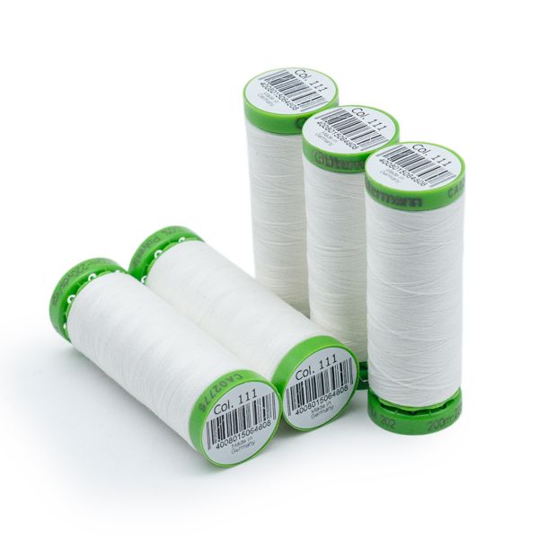Нитки для тонких тканей Gutermann Extra Fine 150, 200м, 111 айвори, 5 катушек