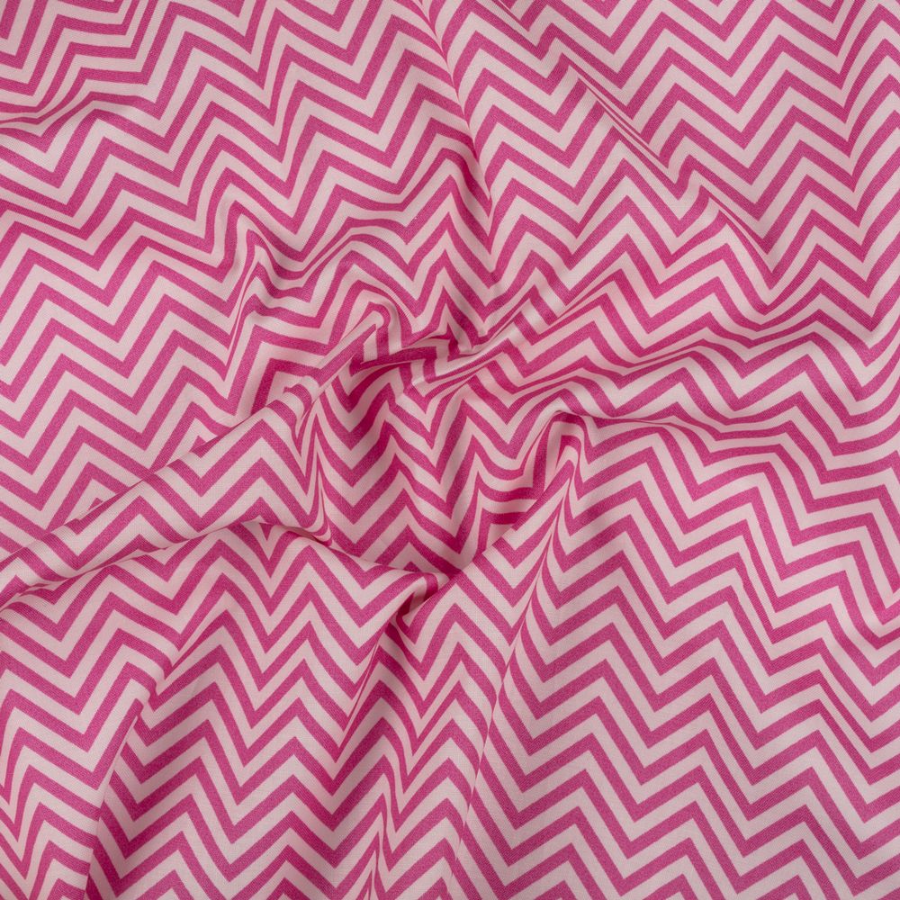 Ткань для пэчворка PEPPY БАБУШКИН СУНДУЧОК ФАСОВКА 100х112 см, 140±5 100% хлопок, БС-26 зигзаг ярко-розовый, Peppy БАБУШКИН СУНДУЧОК