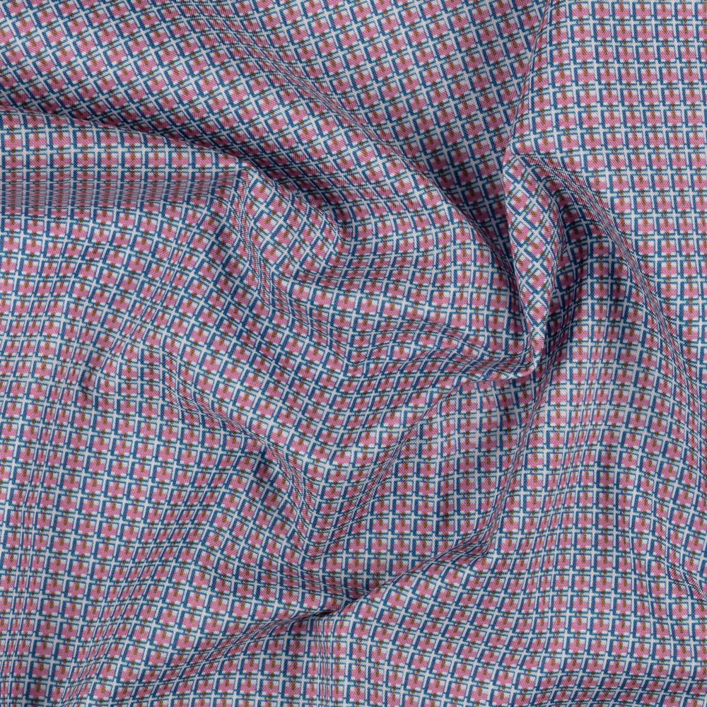 Ткань для пэчворка Peppy Бабушкин сундучок, рулон 112 см / 5 метров, БС-33 клетка яр.синий/розовый, Peppy