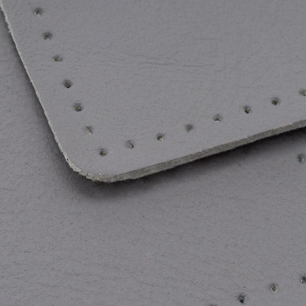 Заплатки пришивные из кожи, квадрат 6см с перфорацией, 2 шт, 100% кожа, 07 серый, 9112