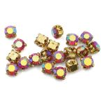 Хрустальные стразы в цапах круглые (золото) красный (с покрытием) 4х4мм, 19-20 шт/упак. Astra&Craft, ЗЦ012ДС44