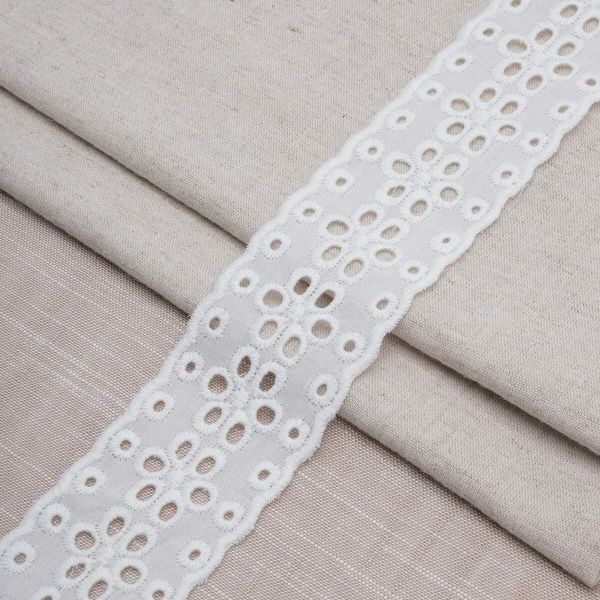 Кружево шитьё 50 мм / 13.7 метров, хлопок, (белый), 3AR2355