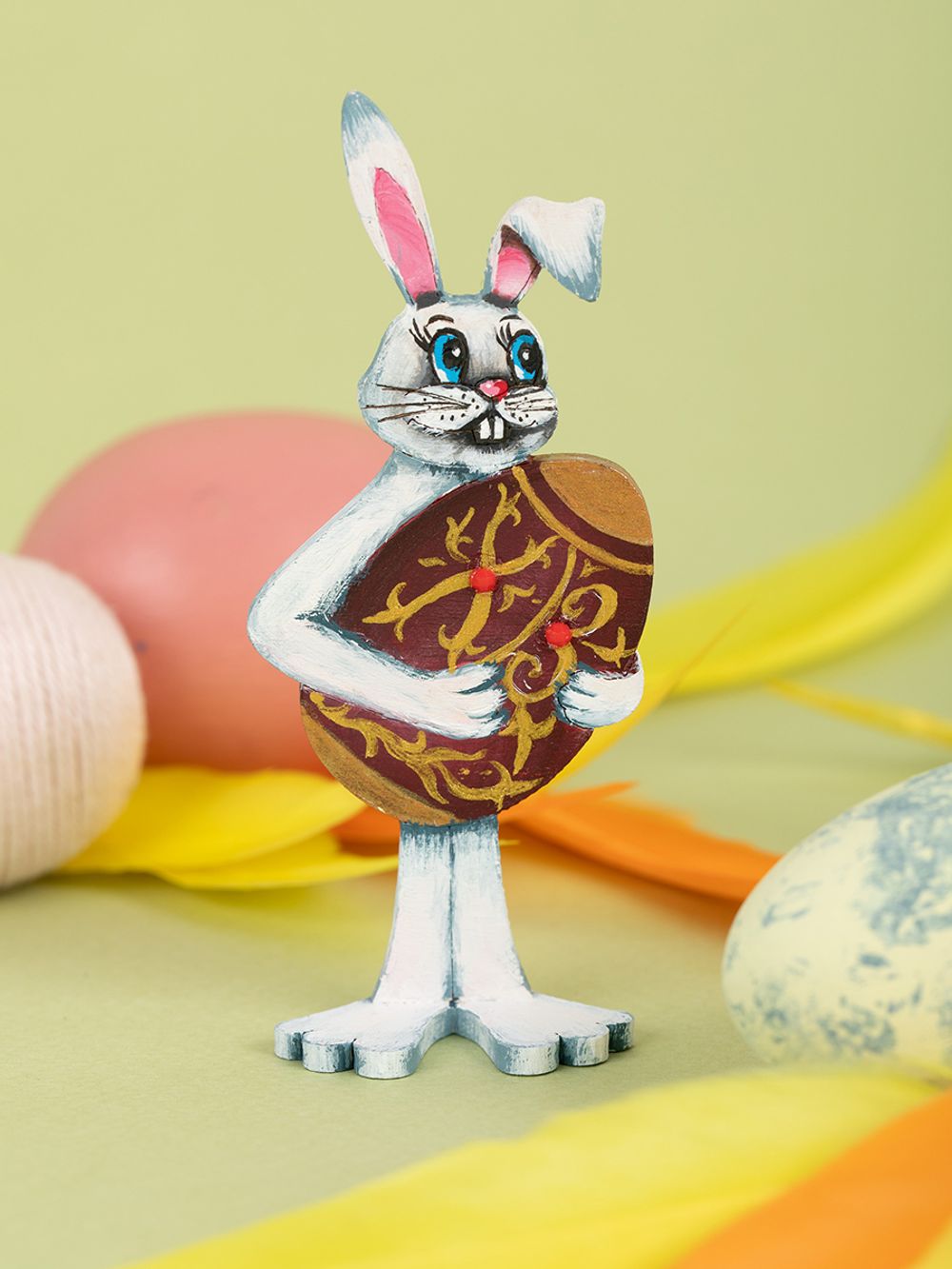 Заготовка из фанеры на подставке, 3.8х2.6х9 см, 2 шт, Заяц с яйцом, Mr.Carving КЛ-27