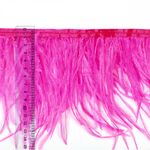Перья на ленте Страус 15 см, FBY-15-021, цв. ярко-розовый, 2м